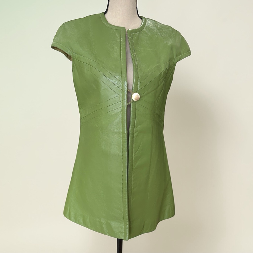 1960’s Green Leather Vest Duster Coat
